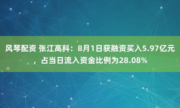 风琴配资 张江高科：8月1日获融资买入5.97亿元，占当日流入资金比例为28.08%